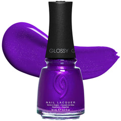 China Glaze bottle front view showing deep violet shimmer and glossy appeal