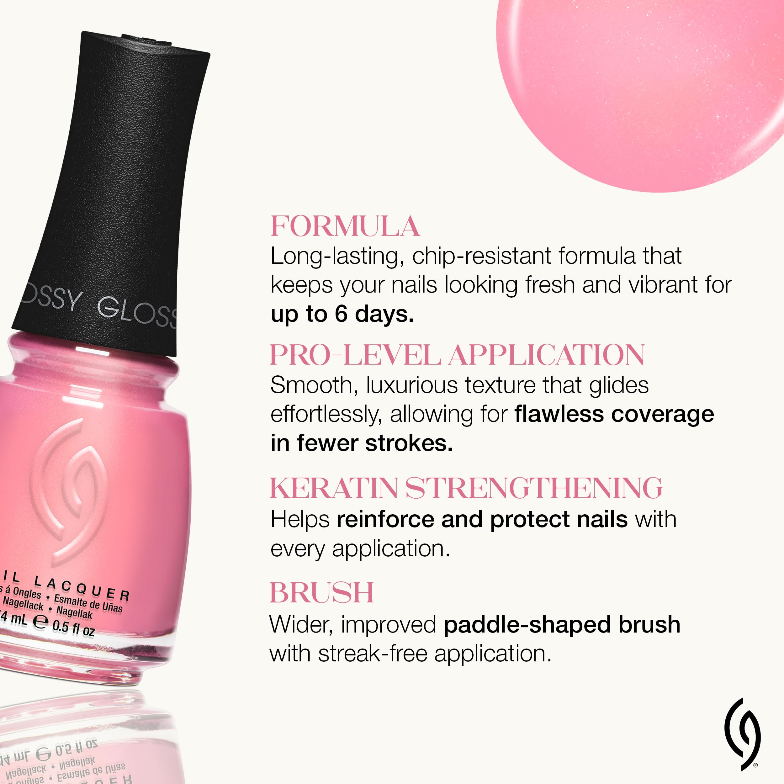 China Glaze close-up of fine shimmer texture enhancing luminous shine benefit