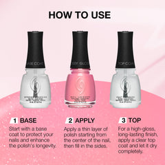 China Glaze bottle next to ruler showing 0.5 fl oz size for travel-friendly benefit