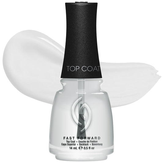 China Glaze front packaging showing the clear top coat and brand benefit