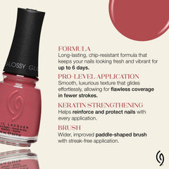 China Glaze on nails in use demonstrating salon-ready glossy look benefit