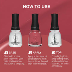 China Glaze bottle next to ruler showing 0.5 fl oz scale and easy storage benefit
