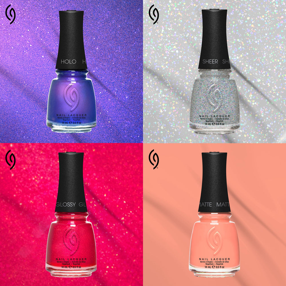 China Glaze bottle next to hand for size and coverage comparison benefit