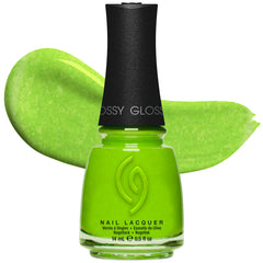 China Glaze bottle front packaging shows neon lime shade and glossy finish