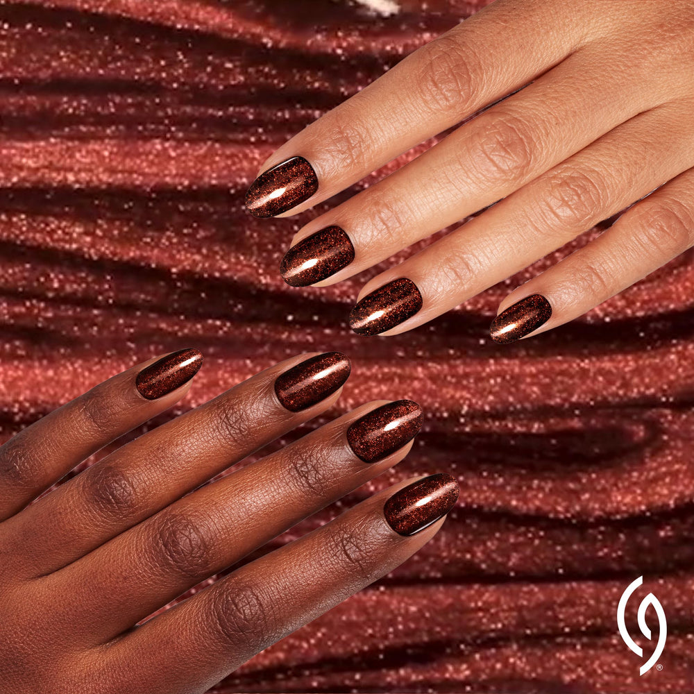China Glaze brush stroke of Golden Acorn demonstrating smooth application