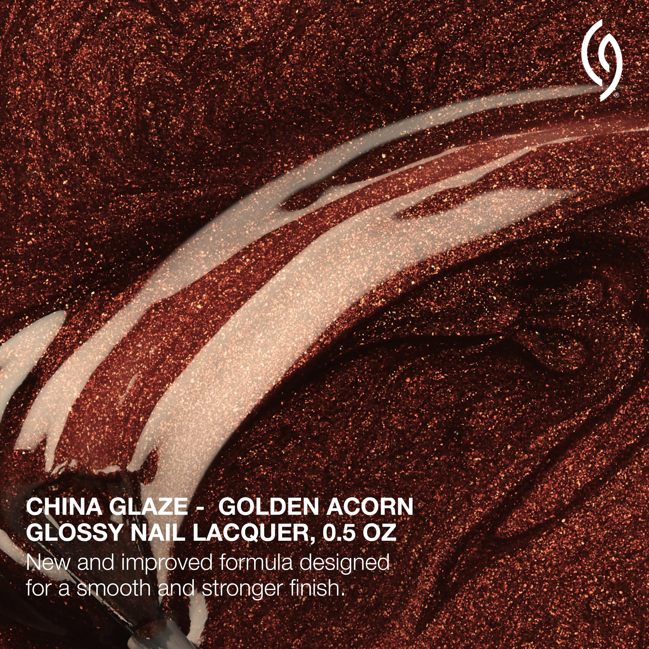China Glaze close-up shimmer texture of Golden Acorn for luminous depth
