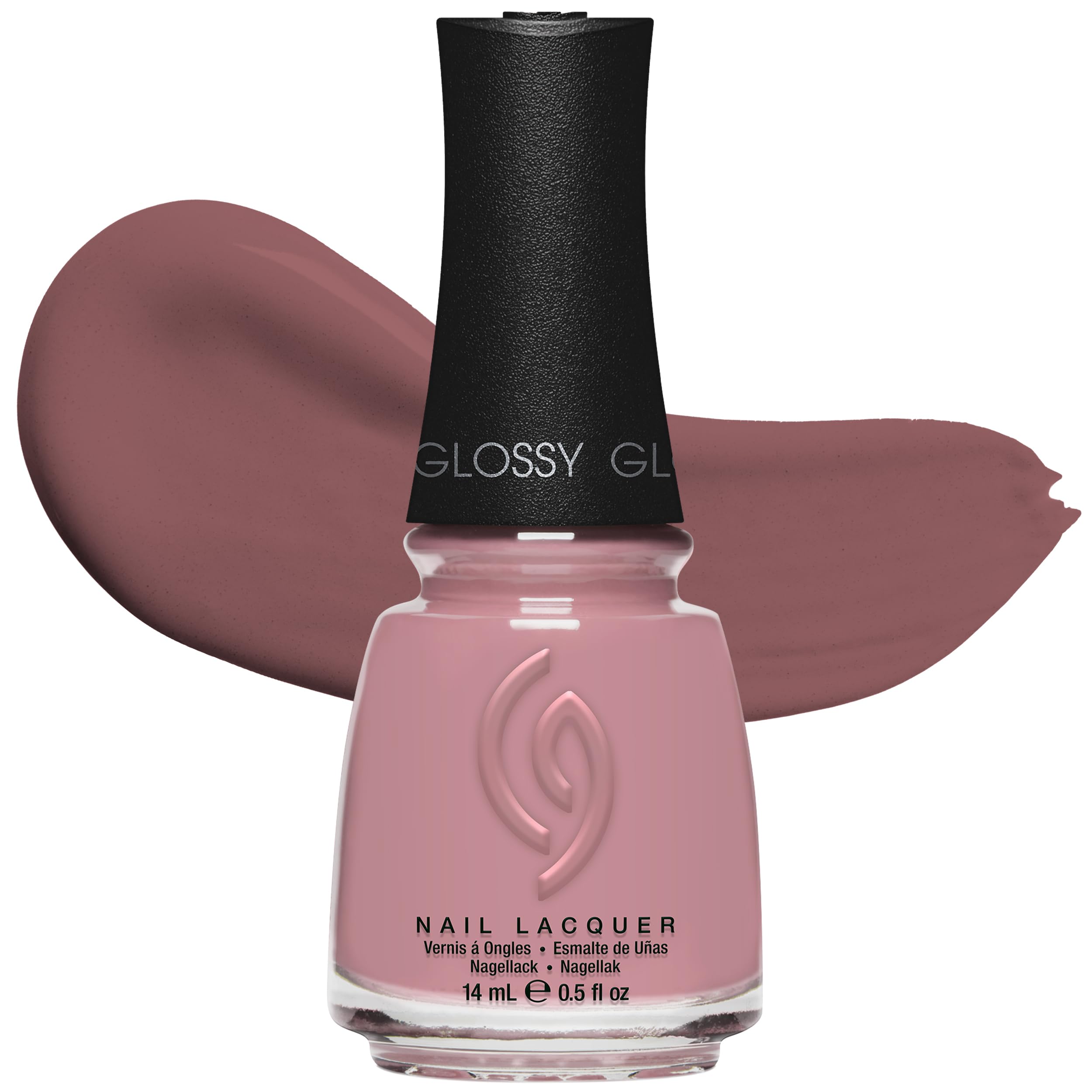 China Glaze bottle front view showing nude pink shade and glossy finish