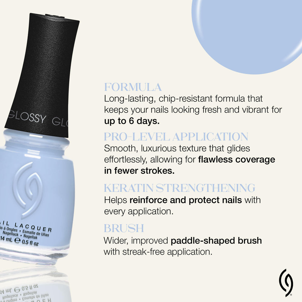 China Glaze swatch on hand showing pastel blue wearability and salon finish