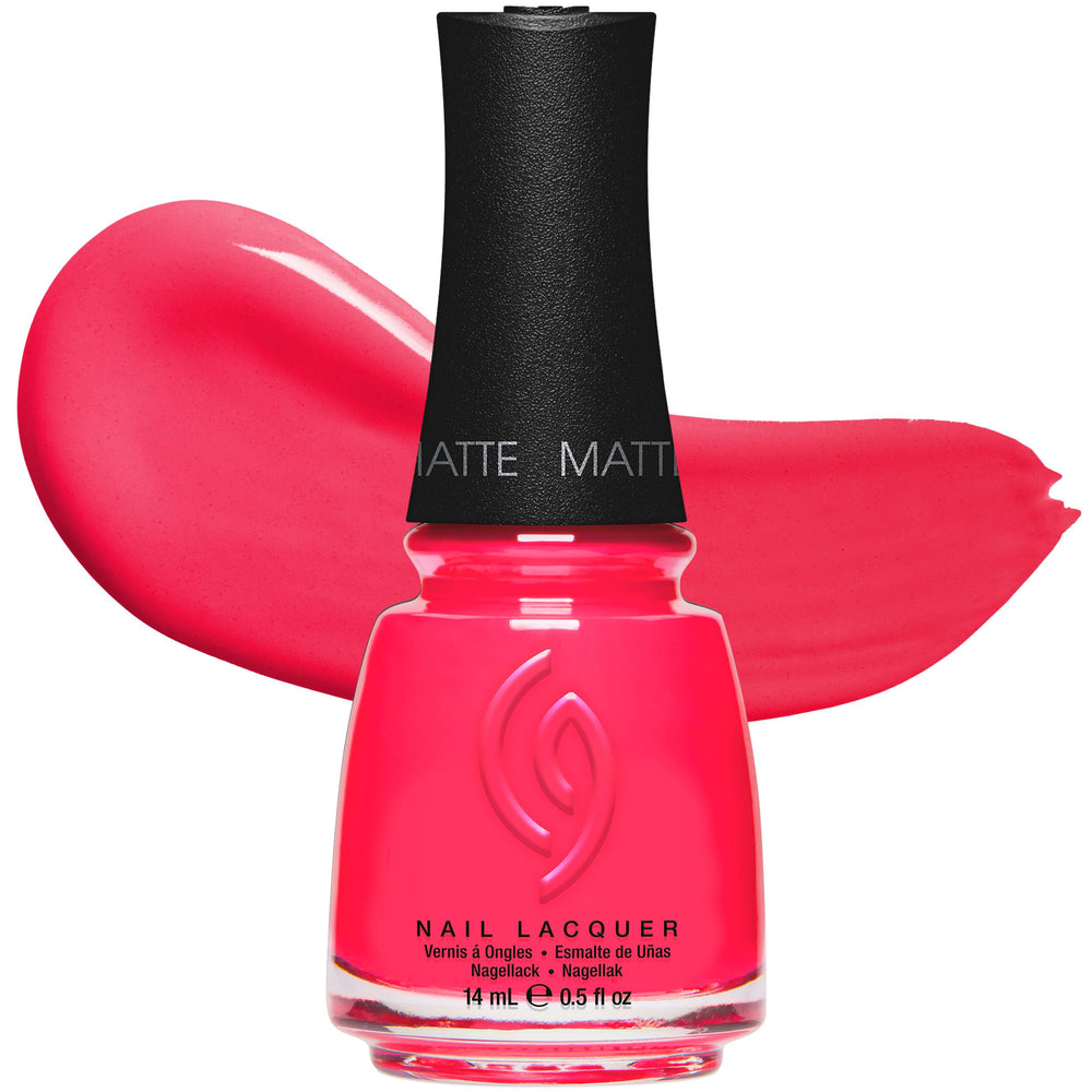 China Glaze front bottle showing Pool Party neon pink for bold color