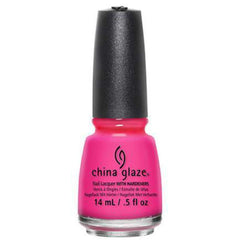 China Glaze front bottle view showing neon hot pink color and glossy finish