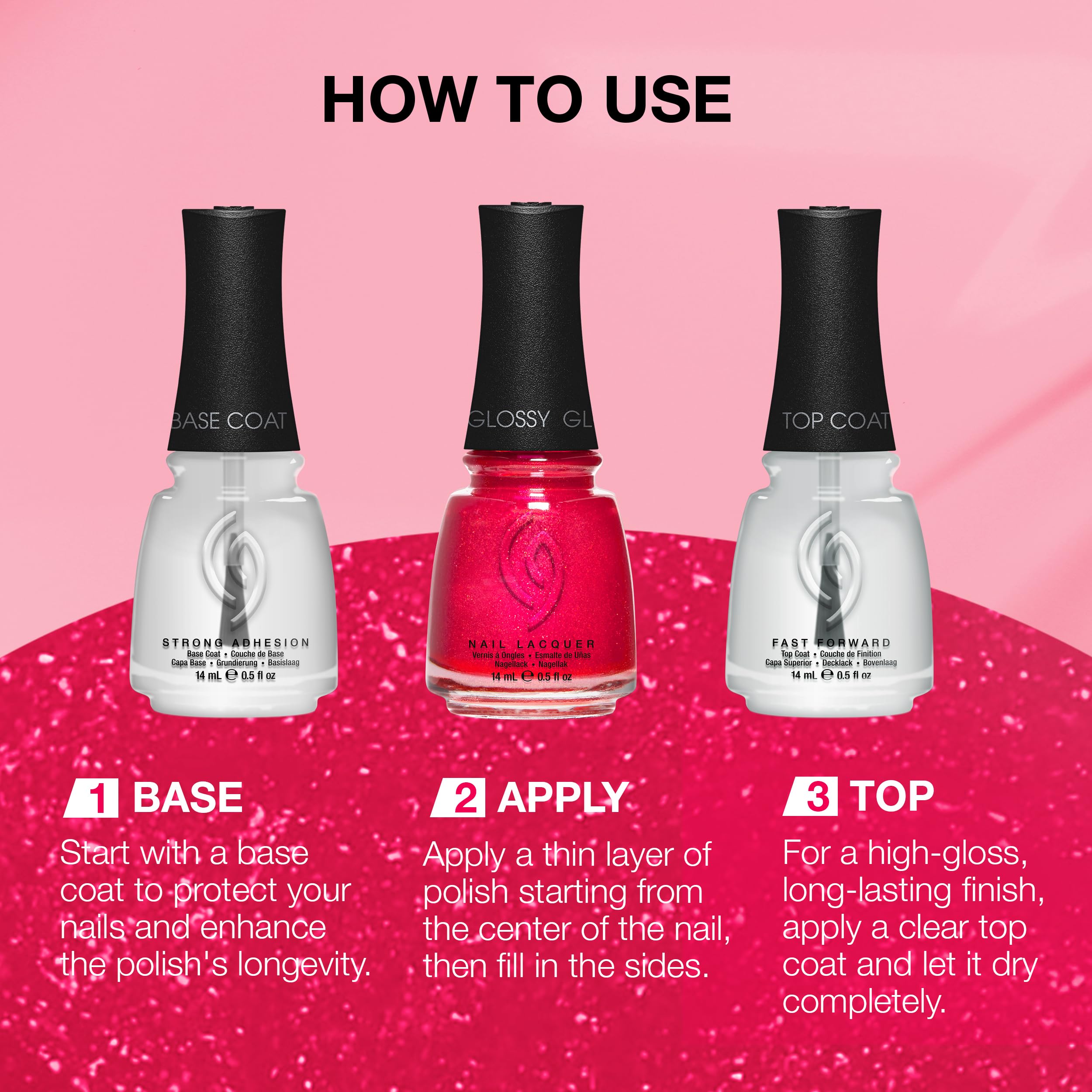 China Glaze bottle next to ruler showing the 0.5 fl oz size