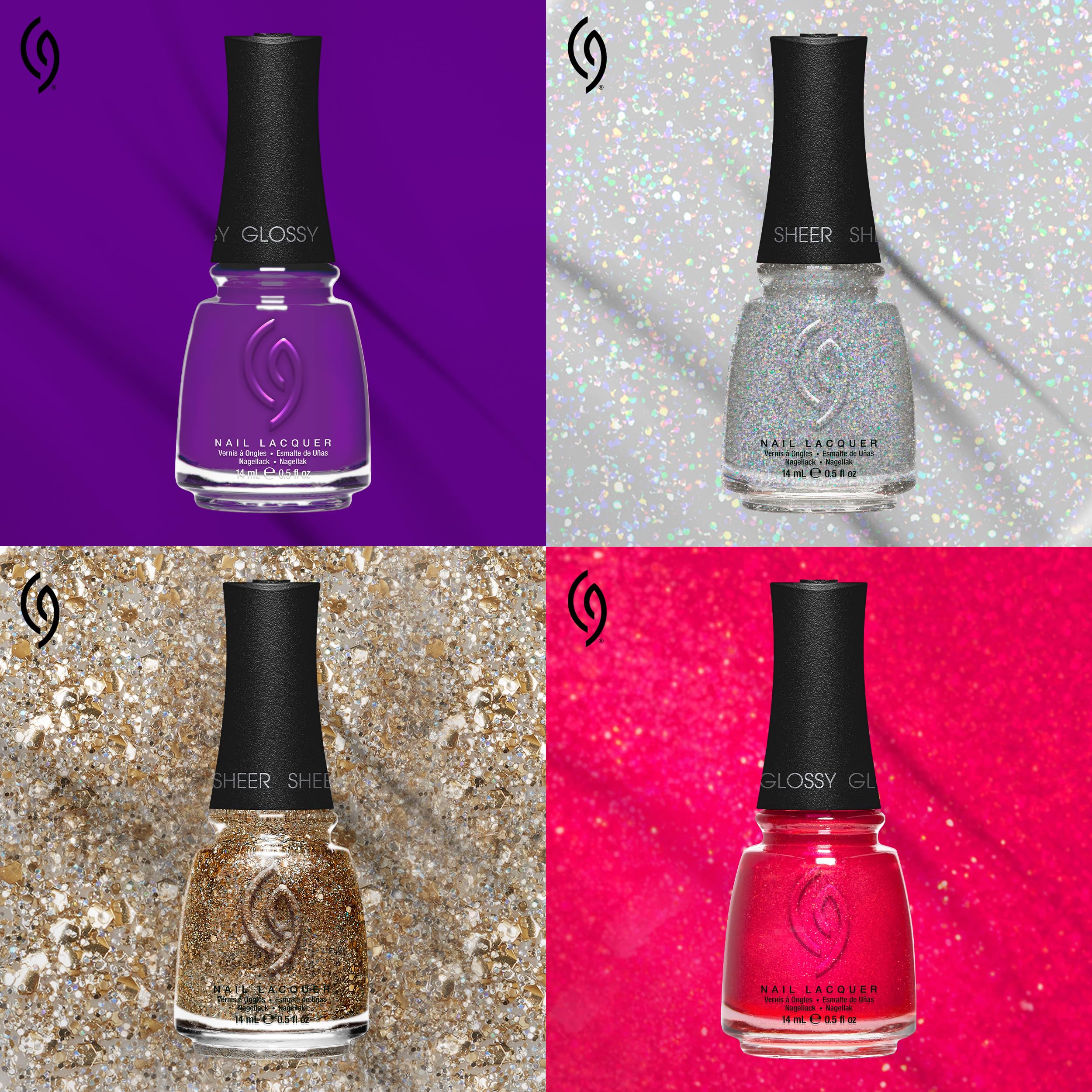 China Glaze 0.5 fl oz bottle next to measuring scale for size reference