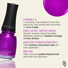 China Glaze close-up of shimmer texture highlighting high-pigment, reflective benefit