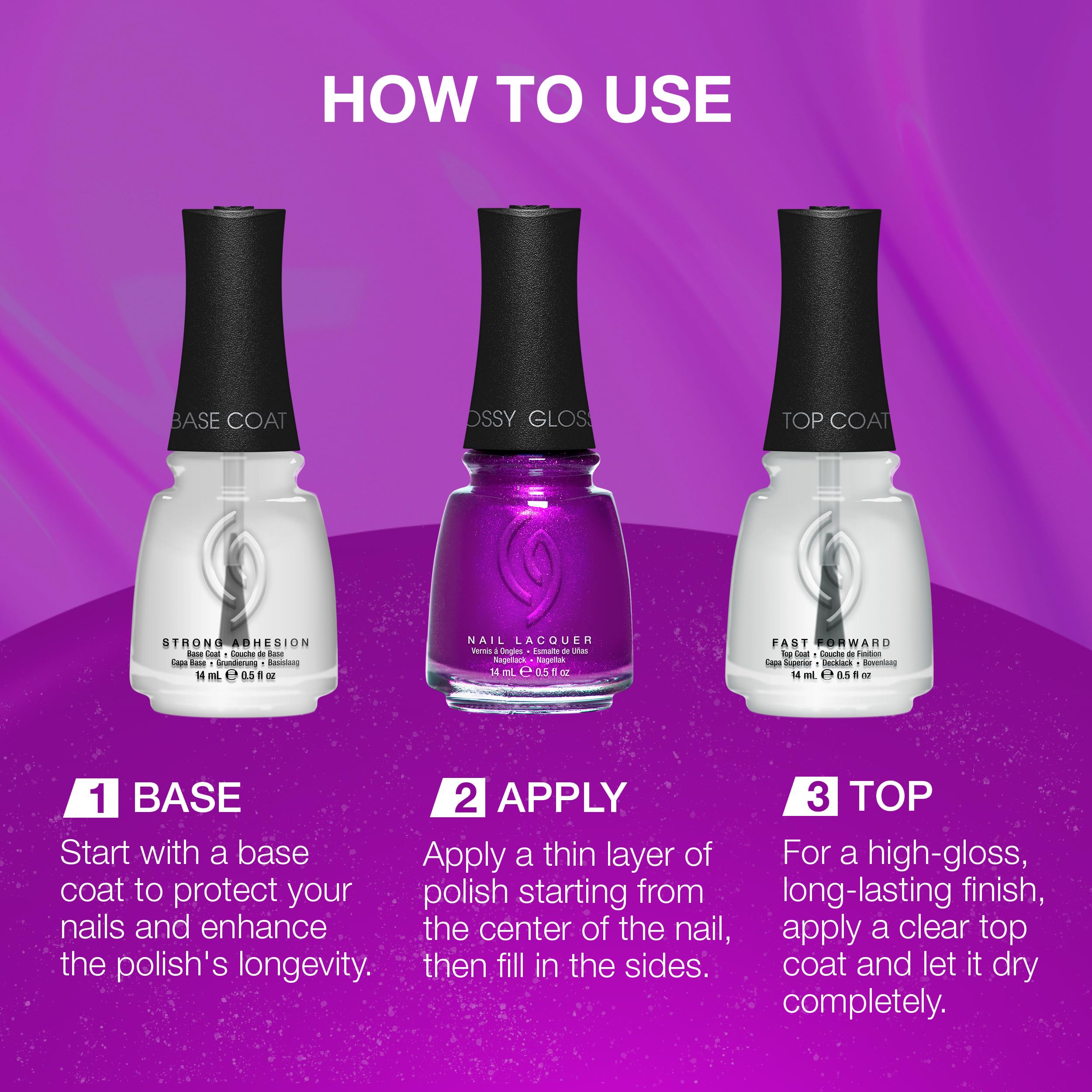 China Glaze bottle beside hand comparing size and travel-friendly convenience benefit