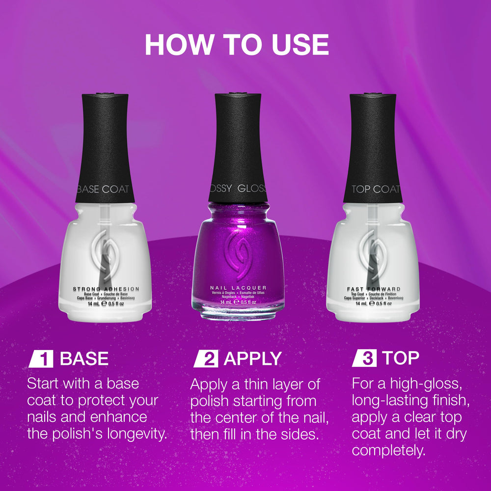 China Glaze bottle beside hand comparing size and travel-friendly convenience benefit