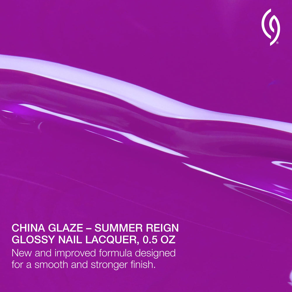 China Glaze swatch on nails illustrating bold shimmer and longwear benefit