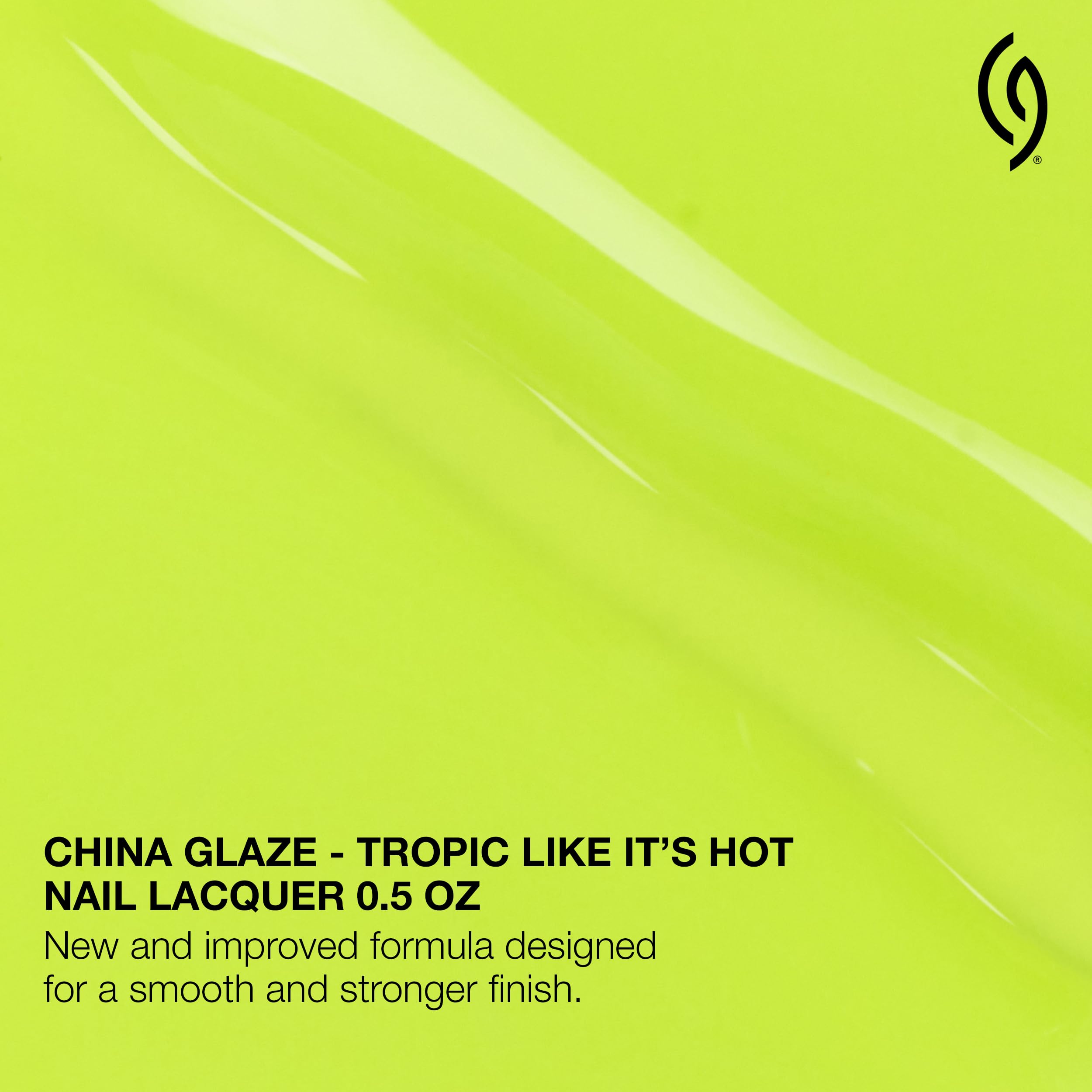 Close-up of China Glaze bottle neck and cap highlighting glossy neon pigment and texture