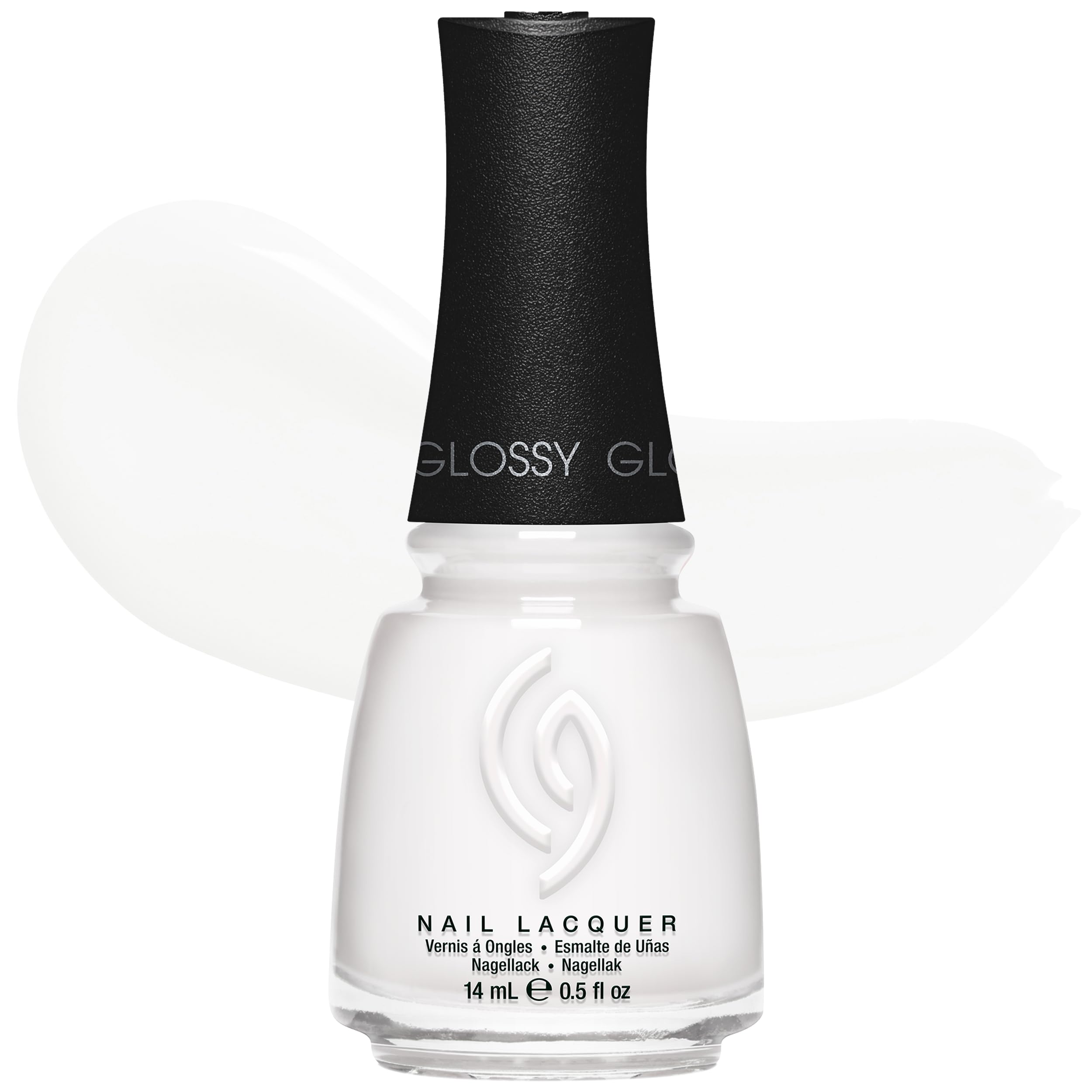 Lifestyle shot of a polished hand wearing China Glaze white, emphasizing salon-grade gloss