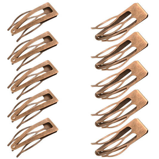 Chinco front view of red ancient bronze clip showing smooth finish and classic look