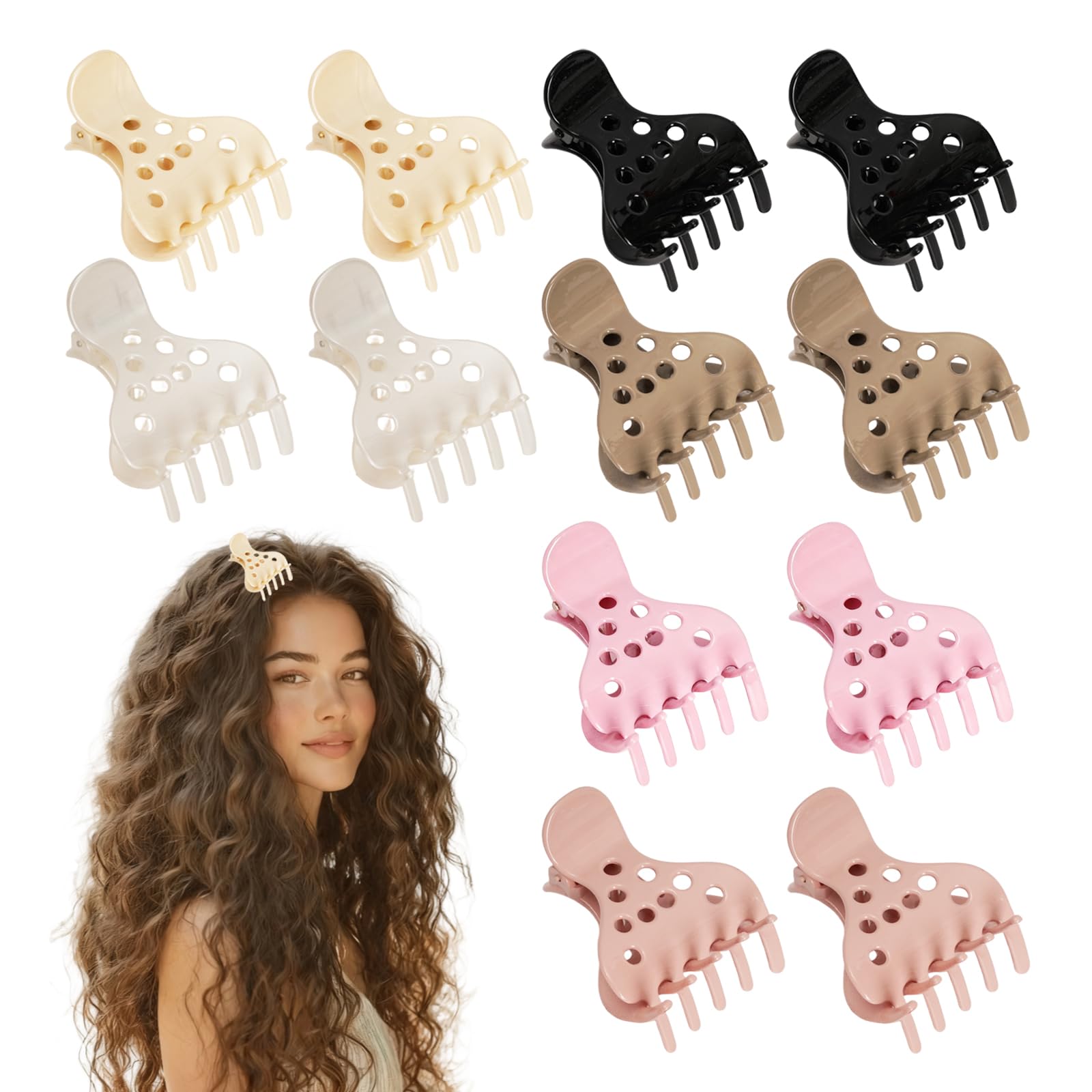 Chiplesier front view of 12-piece clipping set showing colors and packaging, adds instant volume