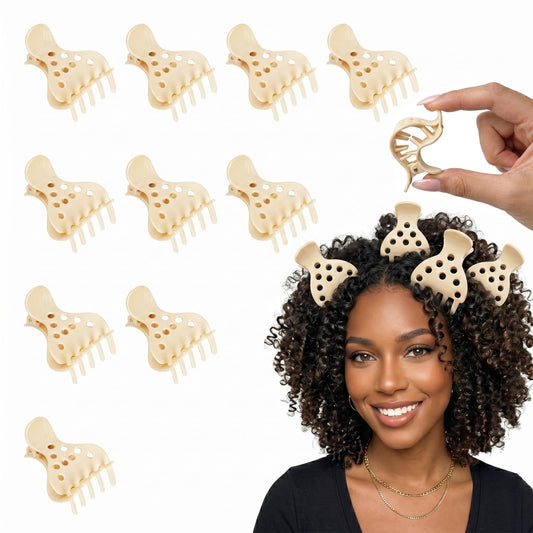 Chiplesier front view of ten beige root lifting clips for easy styling