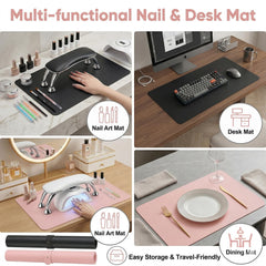Chiplesier mat on a vanity with polish bottles and brushes showcasing tidy, professional setup benefit
