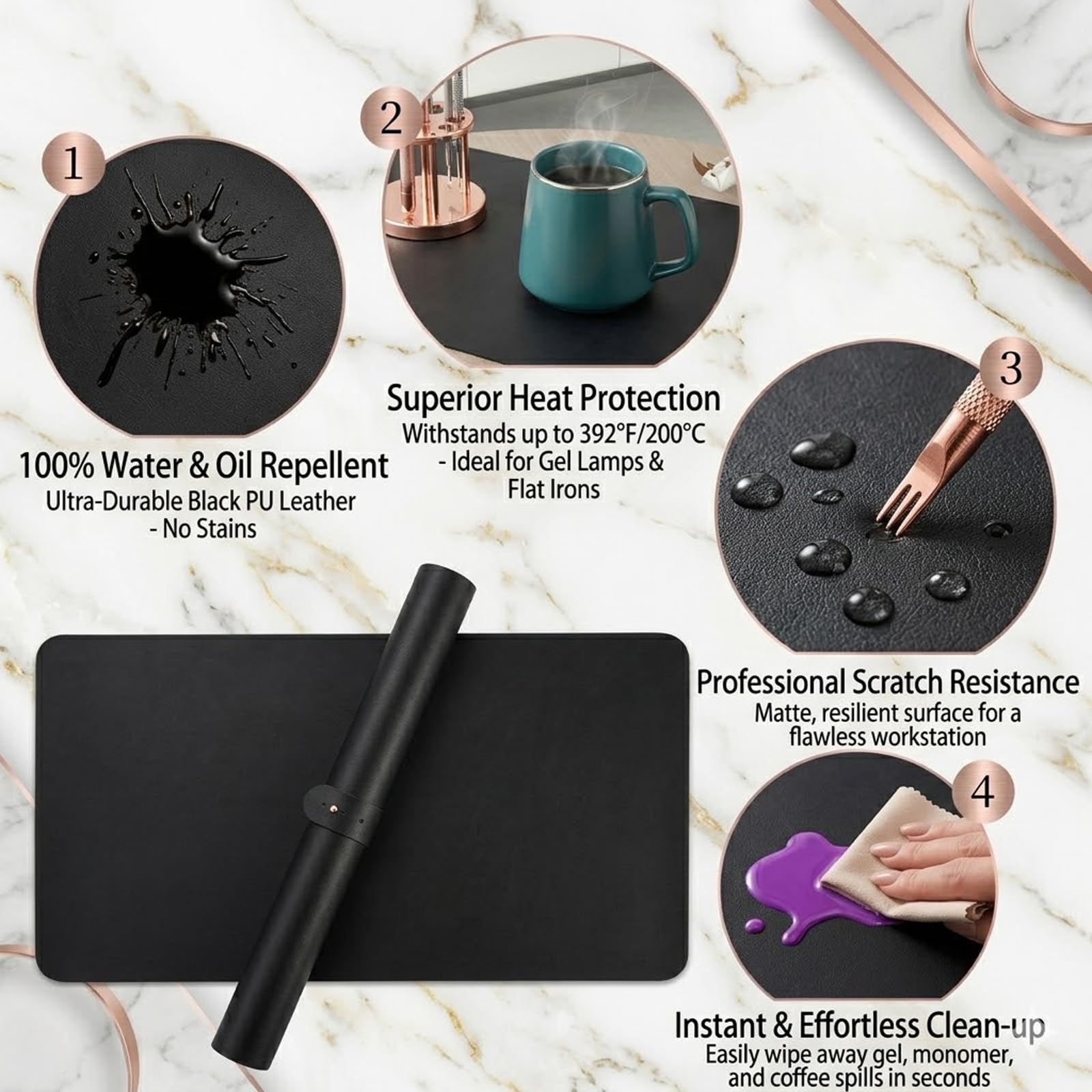 Chiplesier mat with hand rest and nail tools in use shows stability and organized workspace benefit