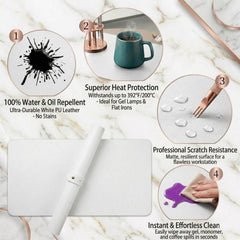 Chiplesier mat in use with arm rest demonstrating stable manicure support