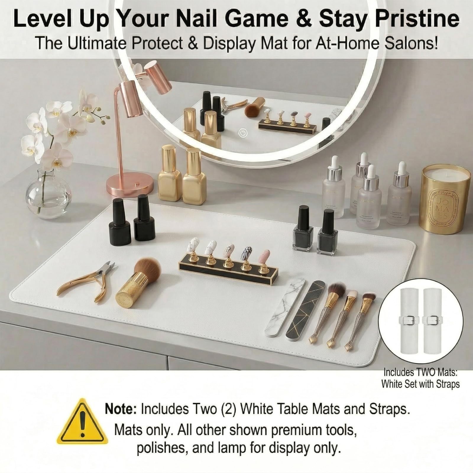 Chiplesier mat beside nail tools showing generous size and organized layout
