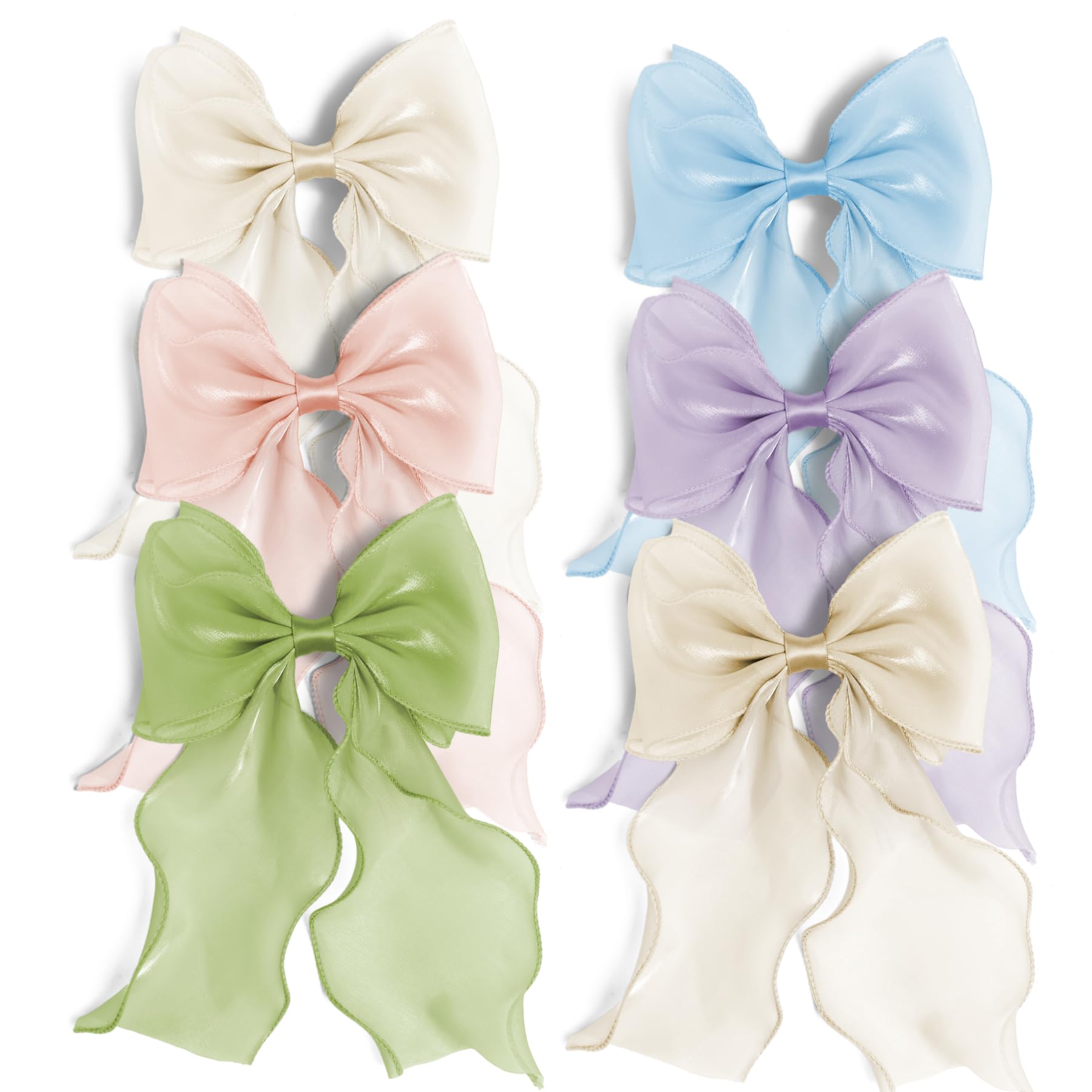Chirende front view of six colorful bow clips showing variety and style