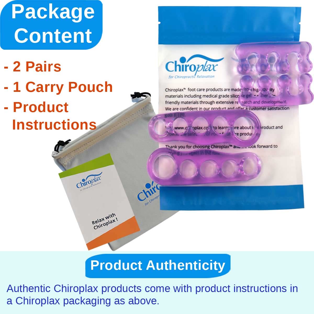 Chiroplax two pairs neatly arranged with pouch showing travel-ready storage benefit