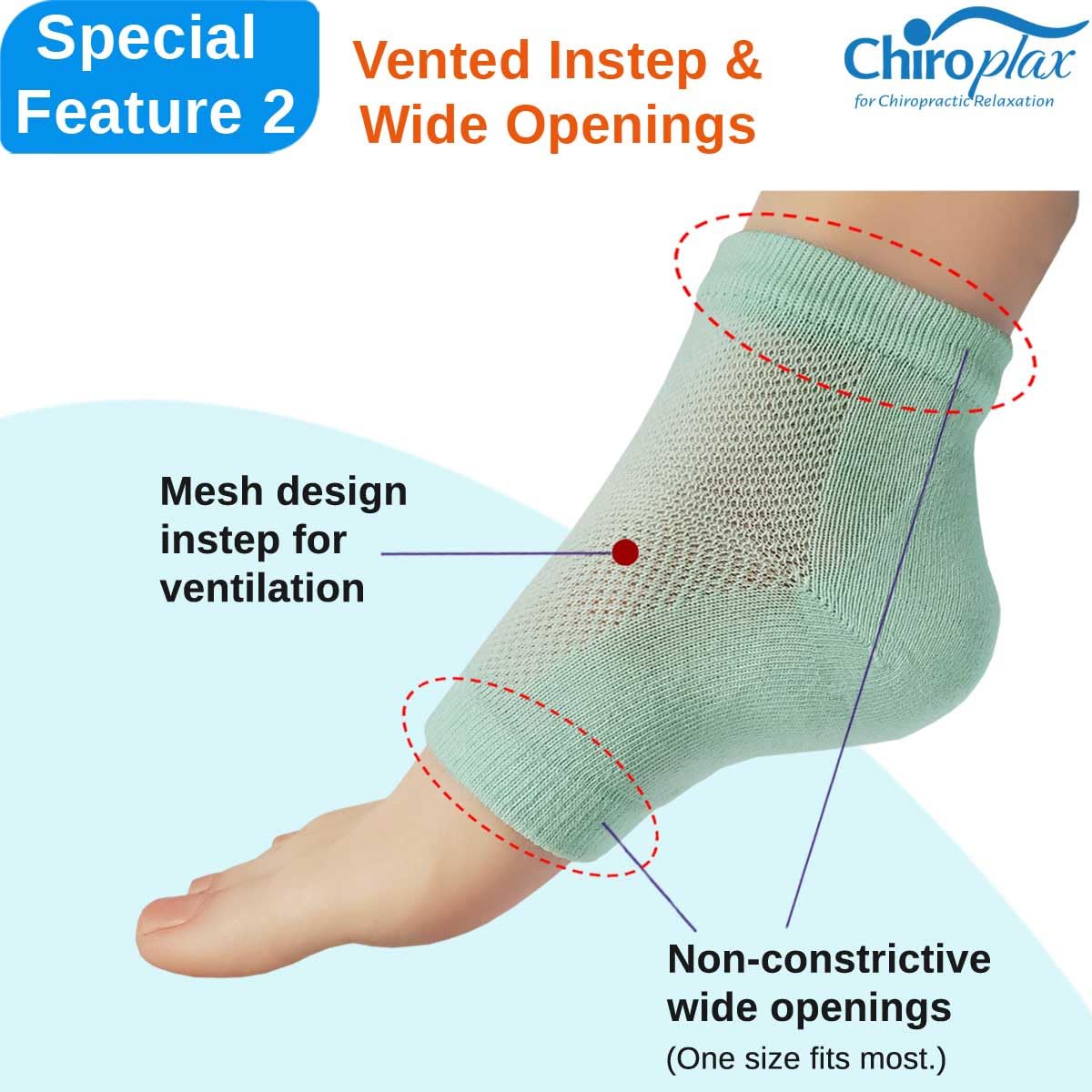 Chiroplax vented mesh instep detail for breathability and comfort