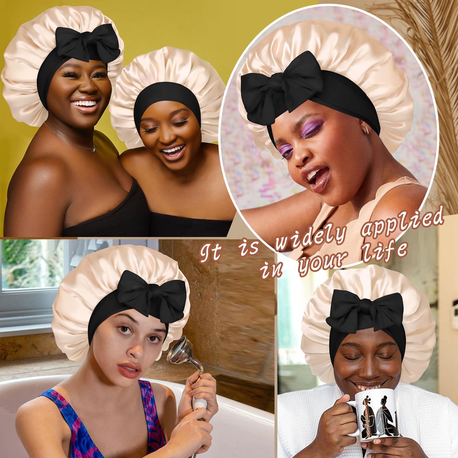 CHLINS bonnet in bedroom lifestyle setting for protecting hair