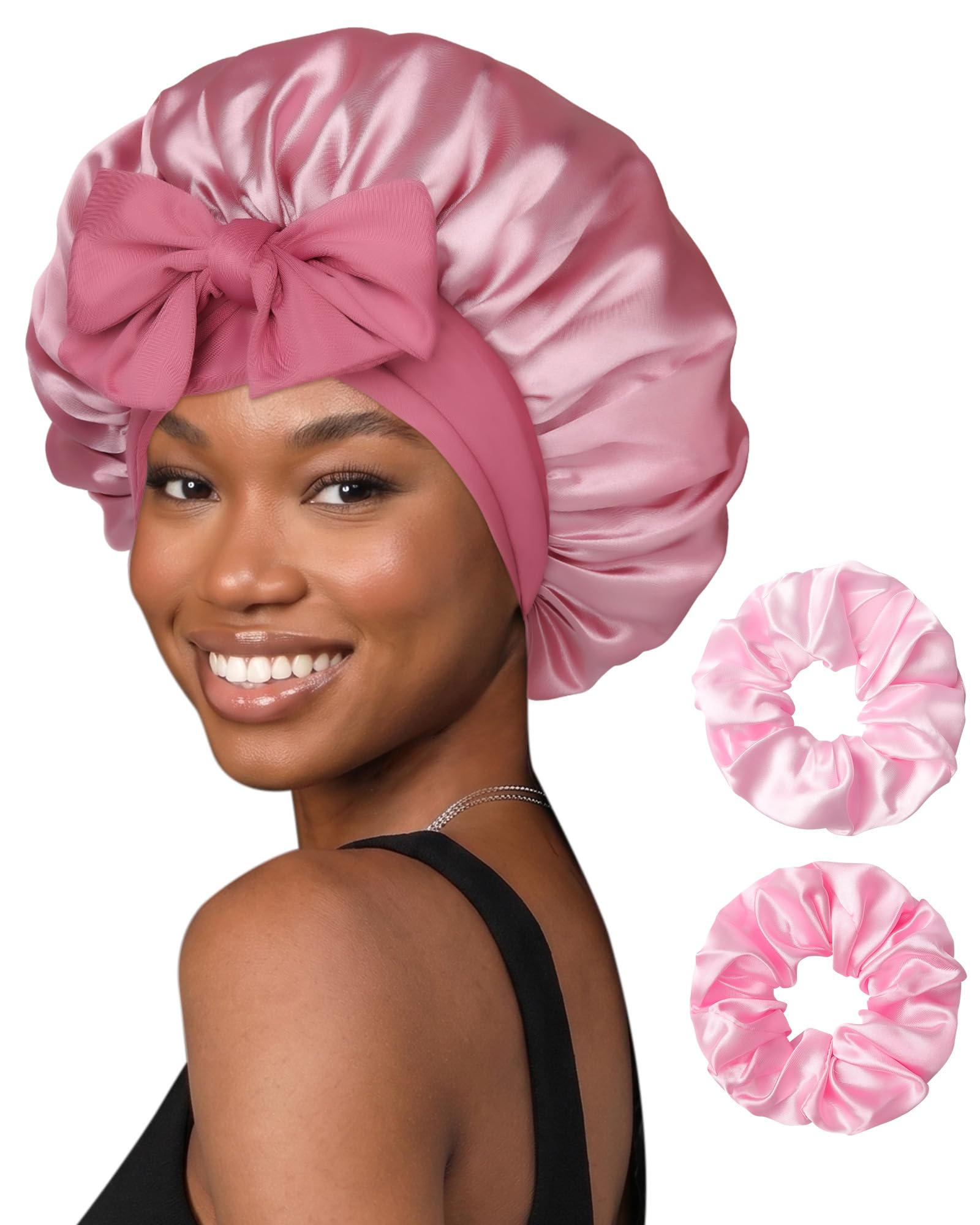CHLINS bonnet front view showing colors and secure fit benefit