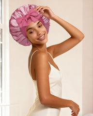 CHLINS bonnet worn in bed demonstrating style preservation while sleeping