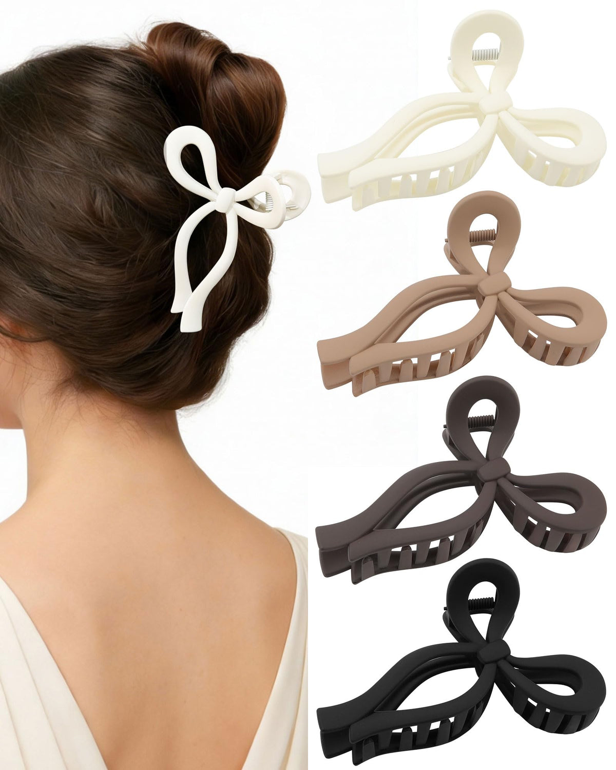 CHLINS bow clip front packaging showing four neutral colors and secure hold