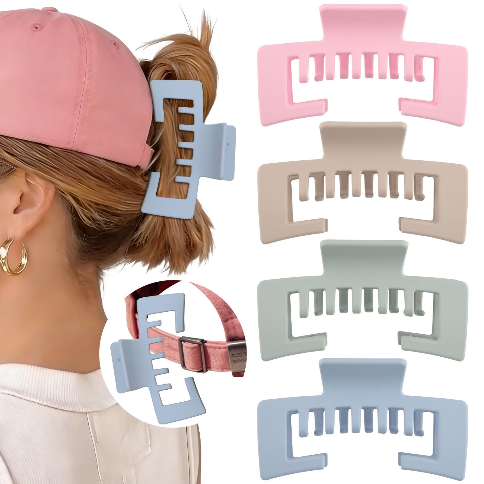 CHLINS front view of 4-pack claw clips showing color options and packaging benefit convenience