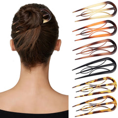 CHLINS front view of six hair forks showing colors and polished hold