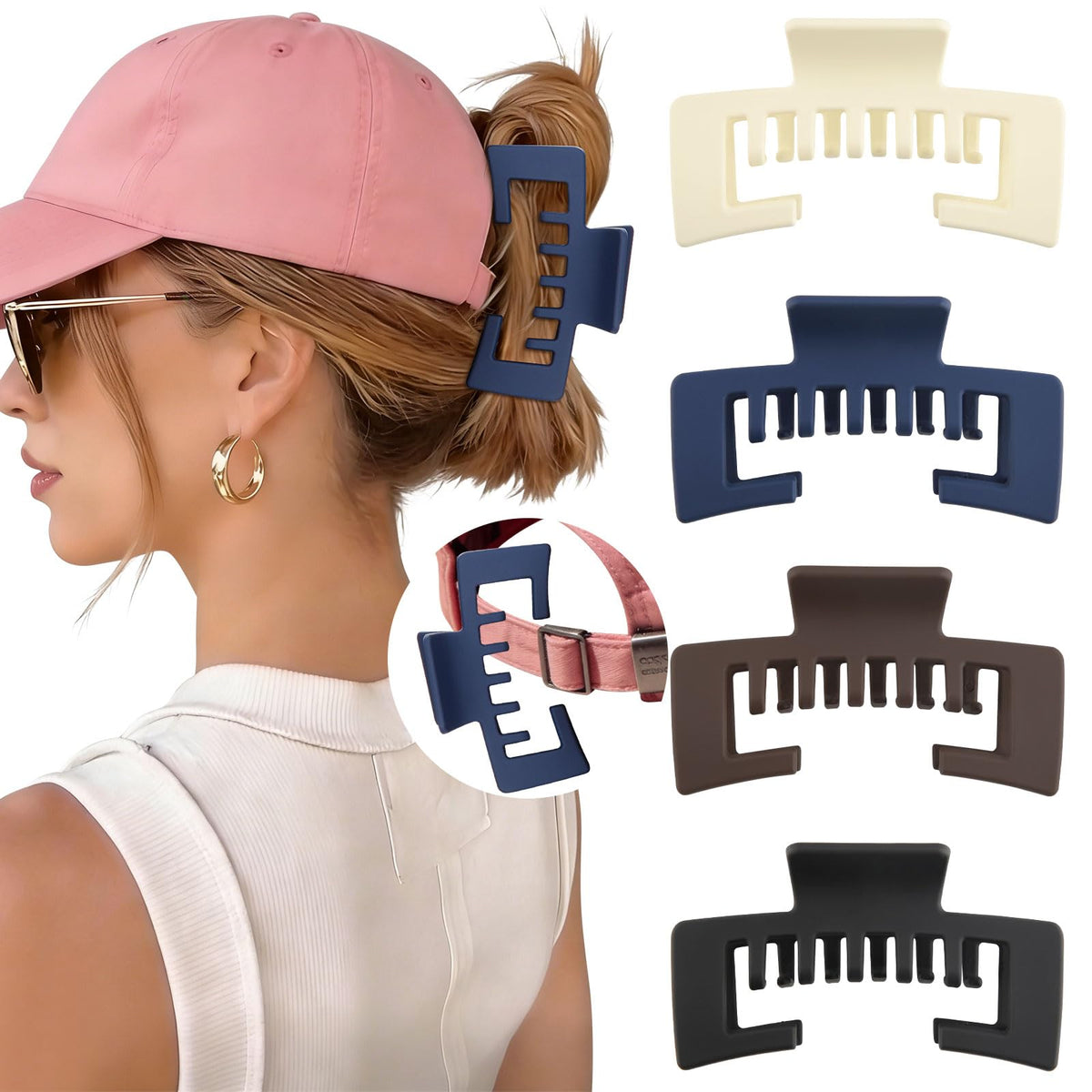 CHLINS front view of four-pack clips shows colors and benefits