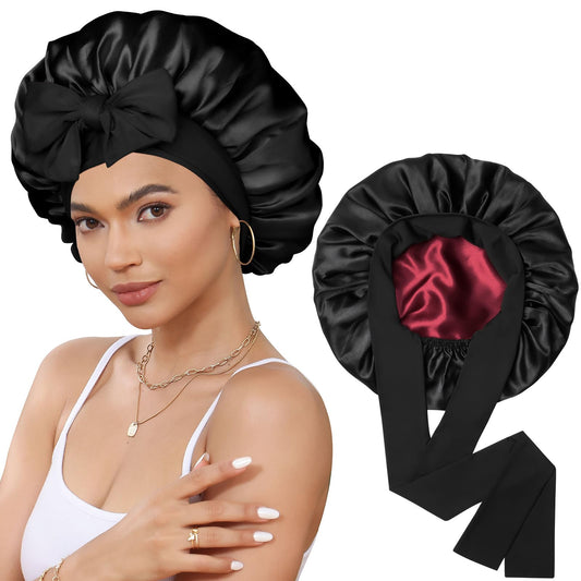 CHLINS satin bonnet front view showing full coverage and comfortable fit