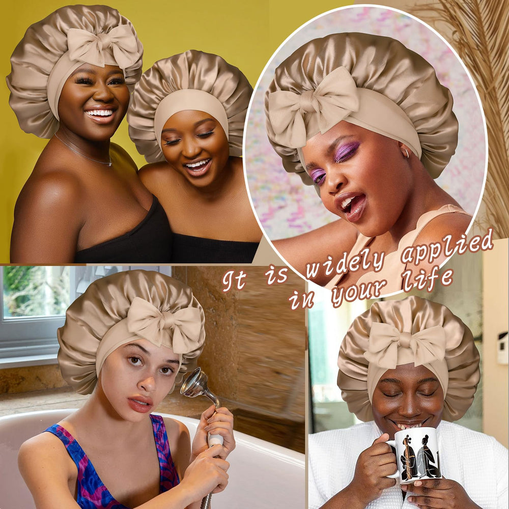 CHLINS lifestyle in bathroom during makeup routine protecting hair