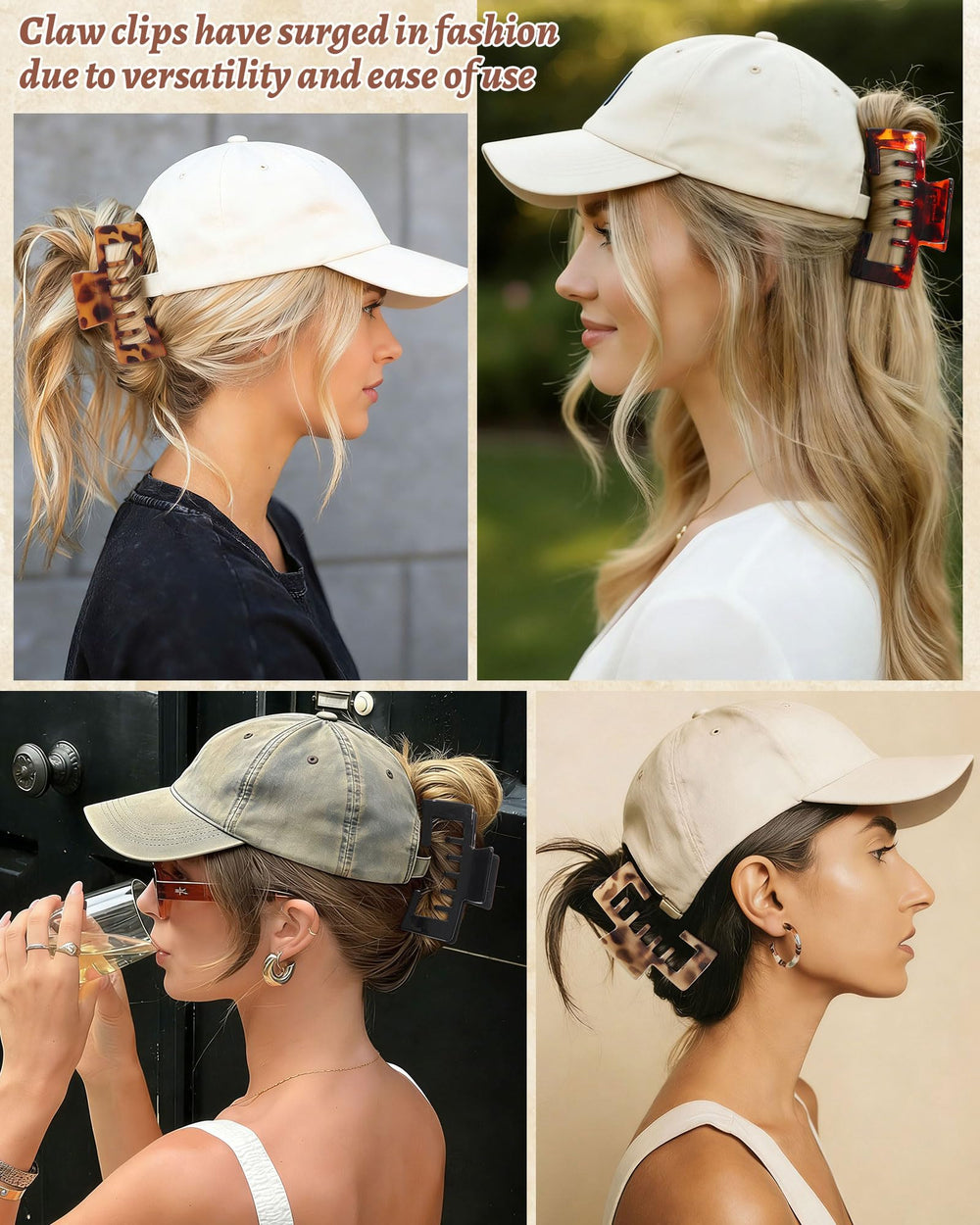 CHLINS messy bun secured under trucker hat showing styled look and stability benefit