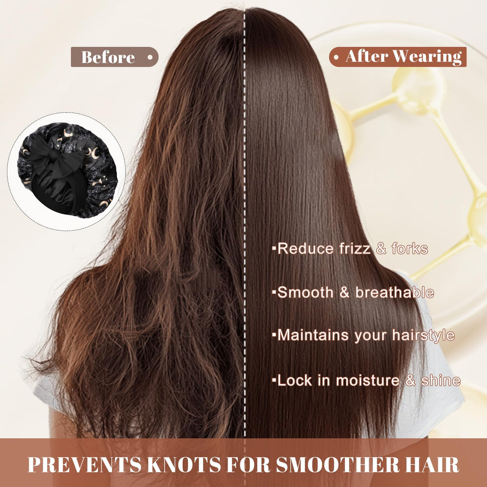 CHLINS on model with curly hair demonstrating preserved curls and reduced frizz benefit