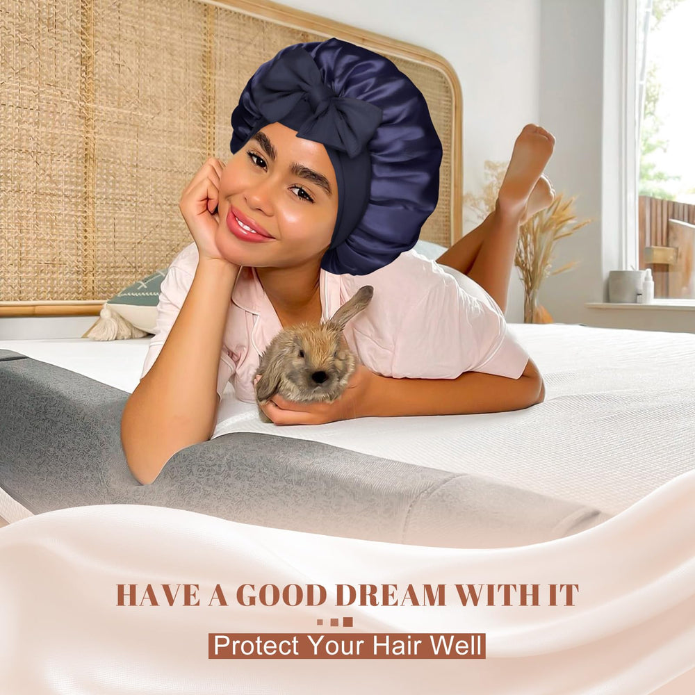 CHLINS bonnet covering high ponytail demonstrating room for buns and braids