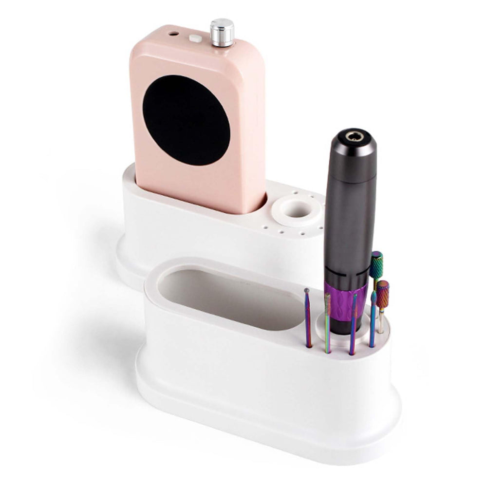 CHOOSE-IT side view displaying a secured drill rest for reduced tipping risk
