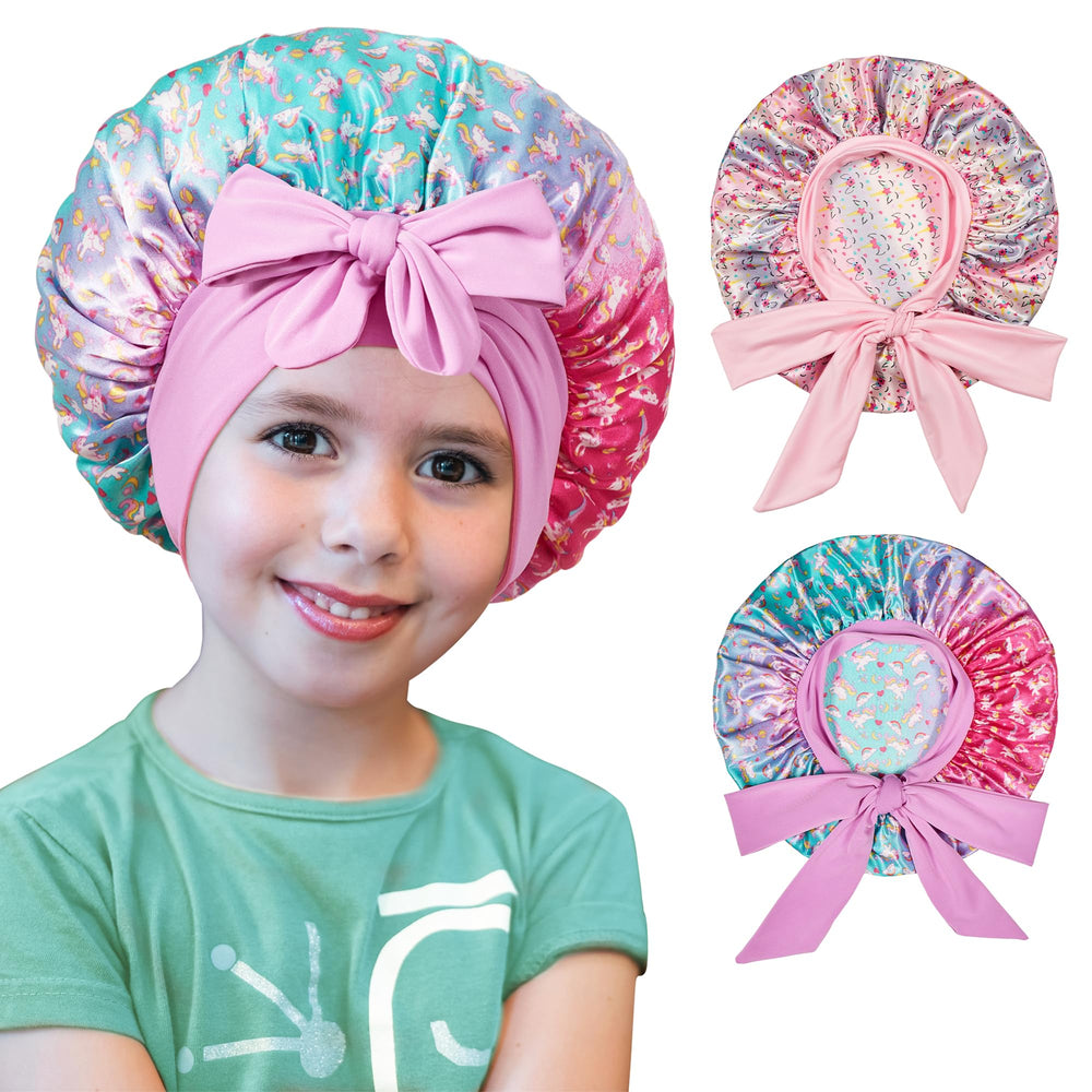 choshion front packaging showing two kids satin bonnets and benefits of hair protection