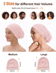 choshion bonnet on curly hair showing frizz control and preserved curls