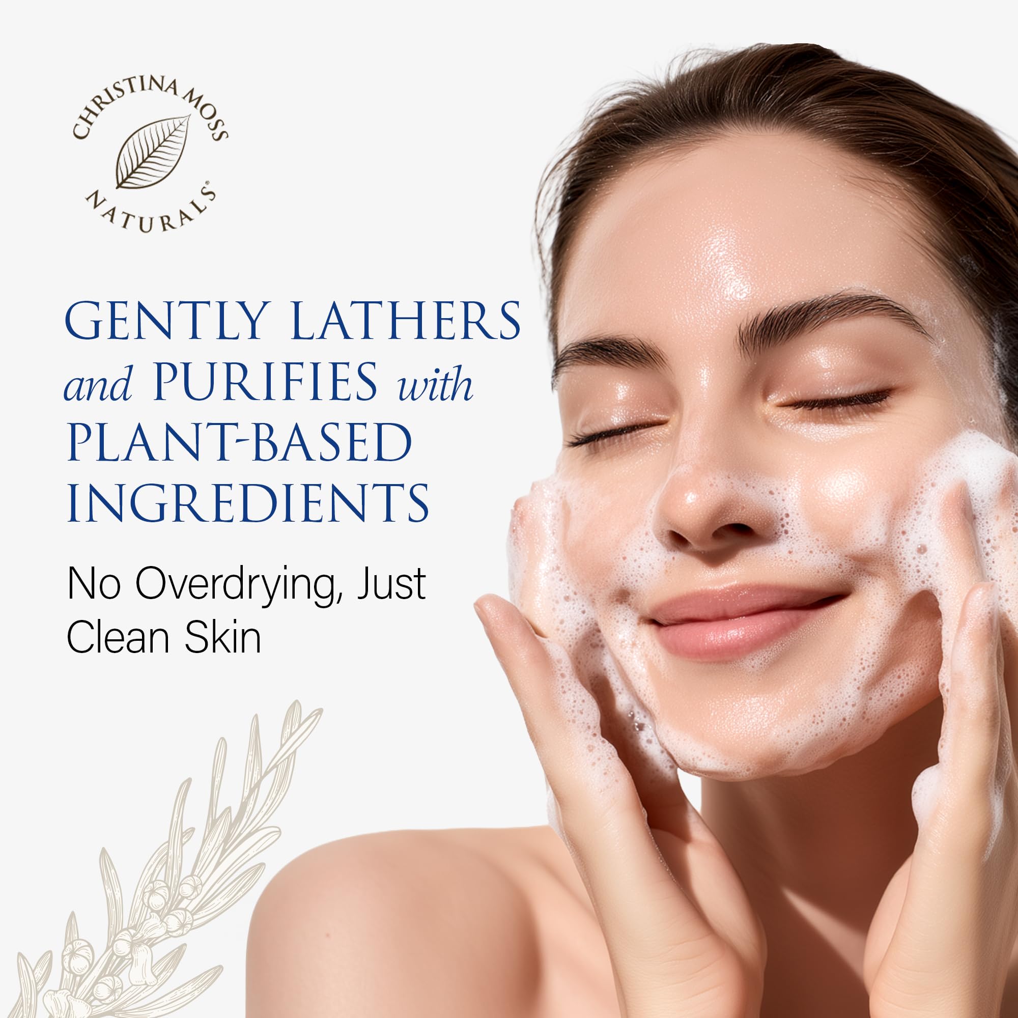 Christina Moss Naturals rosemary and aloe ingredients highlighting soothing benefits