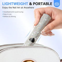 CHRISTINE SHELLY tucked in travel cosmetic bag showing ideal portability for trips