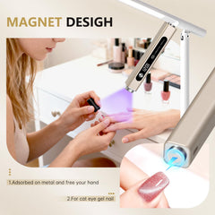 CHRISTINE SHELLY magnet base detail enabling cat-eye gel alignment benefit